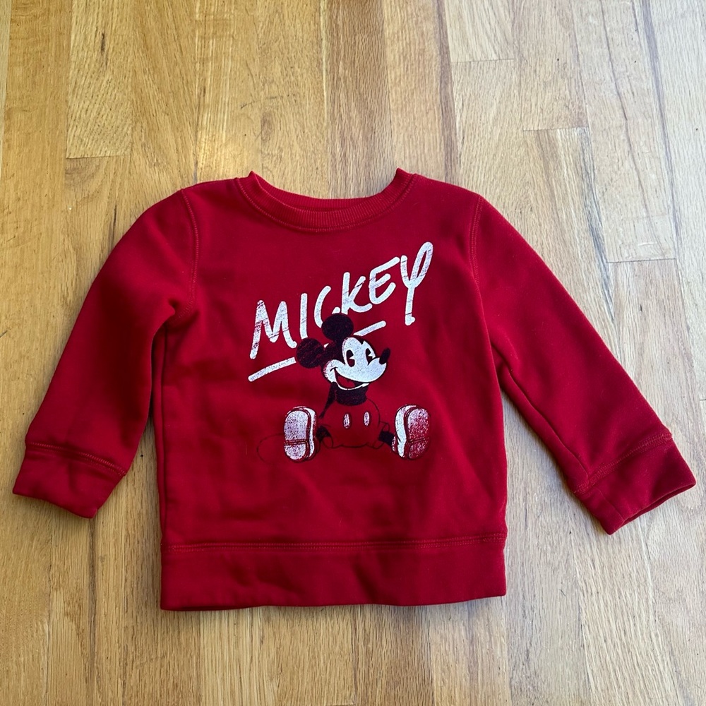 Disney Red Mickey Mouse Sweatshirt Size 18 Months